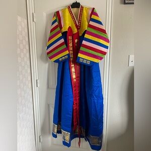 Vintage Korean Women’s Hanbok Dress with Embroidered Socks